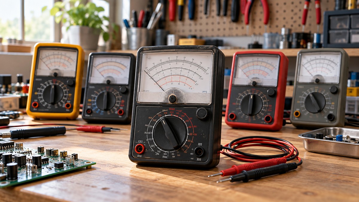 Comparison of generic analog multimeters on an electronics workbench