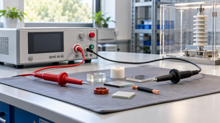 Editorial comparison scene featuring generic breakdown voltage tester options in natural light.