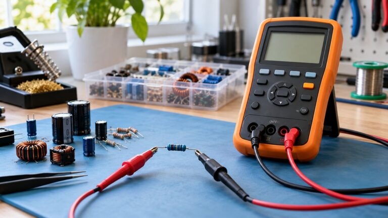 Generic LCR meter measuring an electronic component
