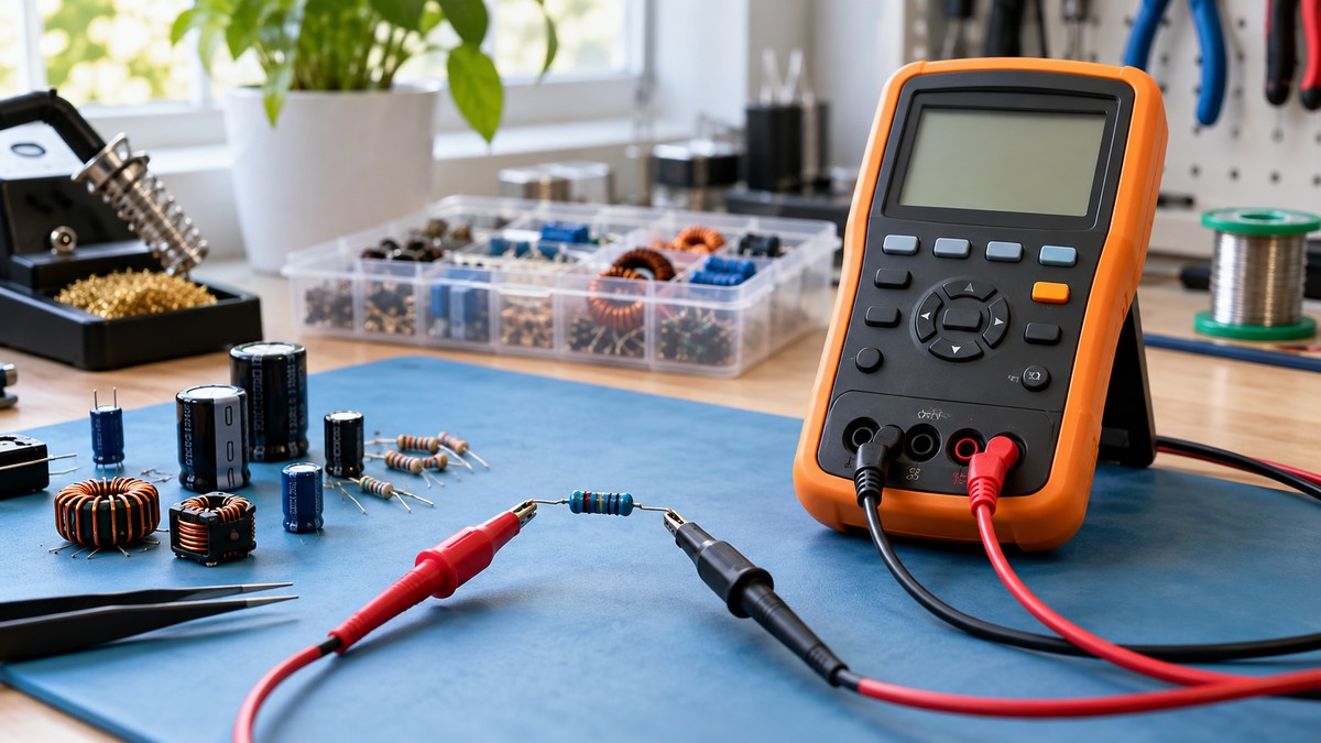 Generic LCR meter measuring an electronic component