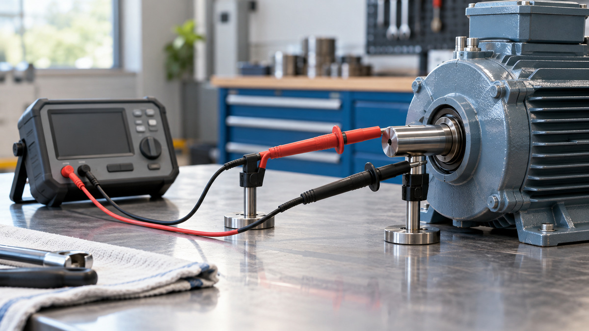 A clean editorial comparison scene showing generic shaft voltage tester options side by side.